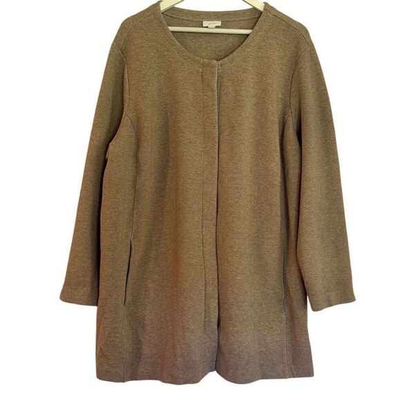 Pure Jill Ponte beige snap front cocoon sweater coat 2x - Picture 1 of 8